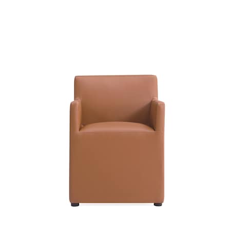 Manhattan Comfort Anna Square Faux Leather Dining Armchair in Saddle DC058AR-SA